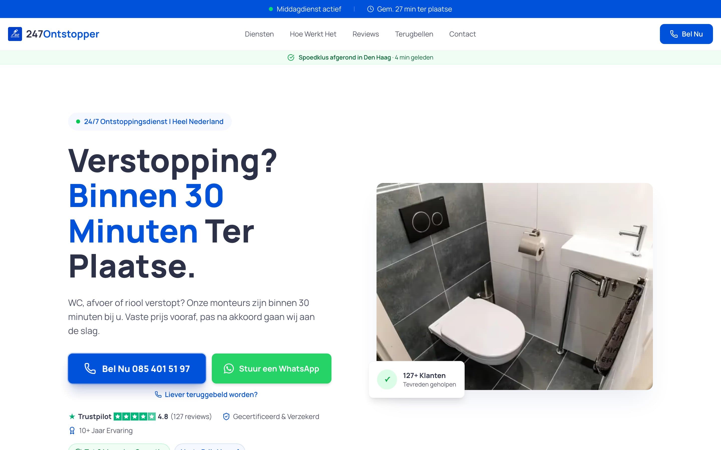 247 Ontstopper desktop view