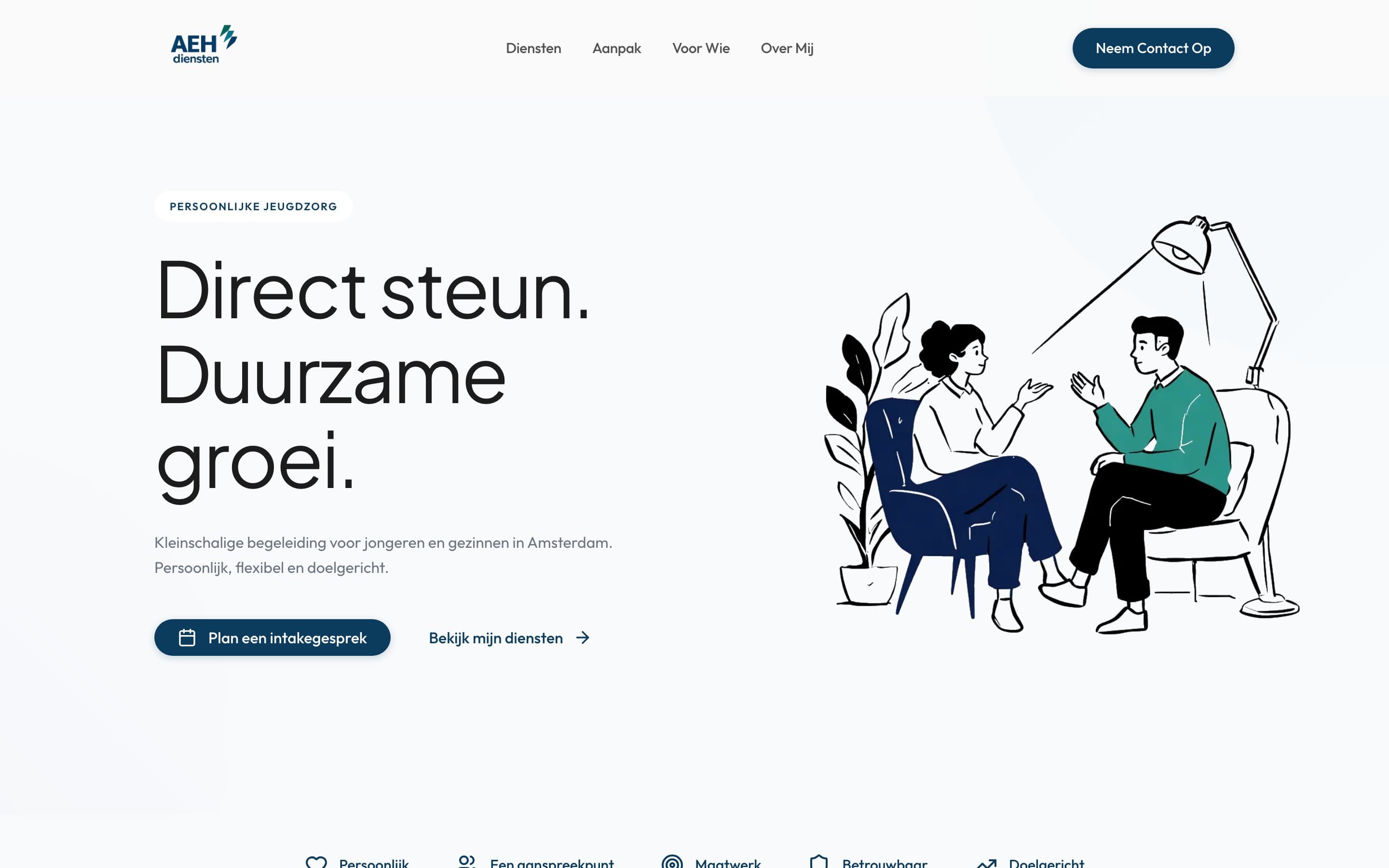 AEH Diensten desktop view