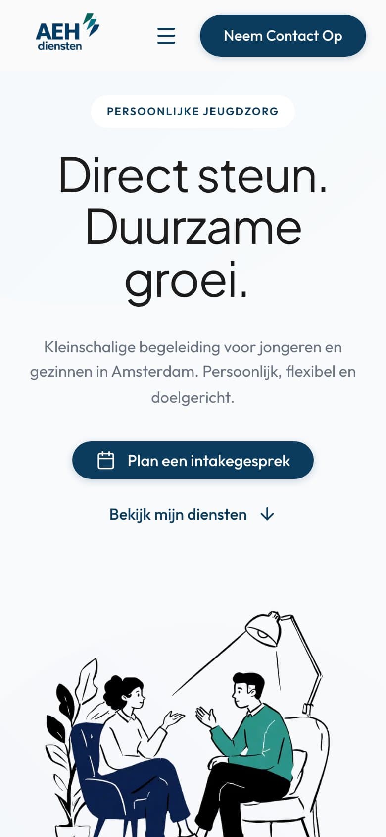 AEH Diensten mobile view