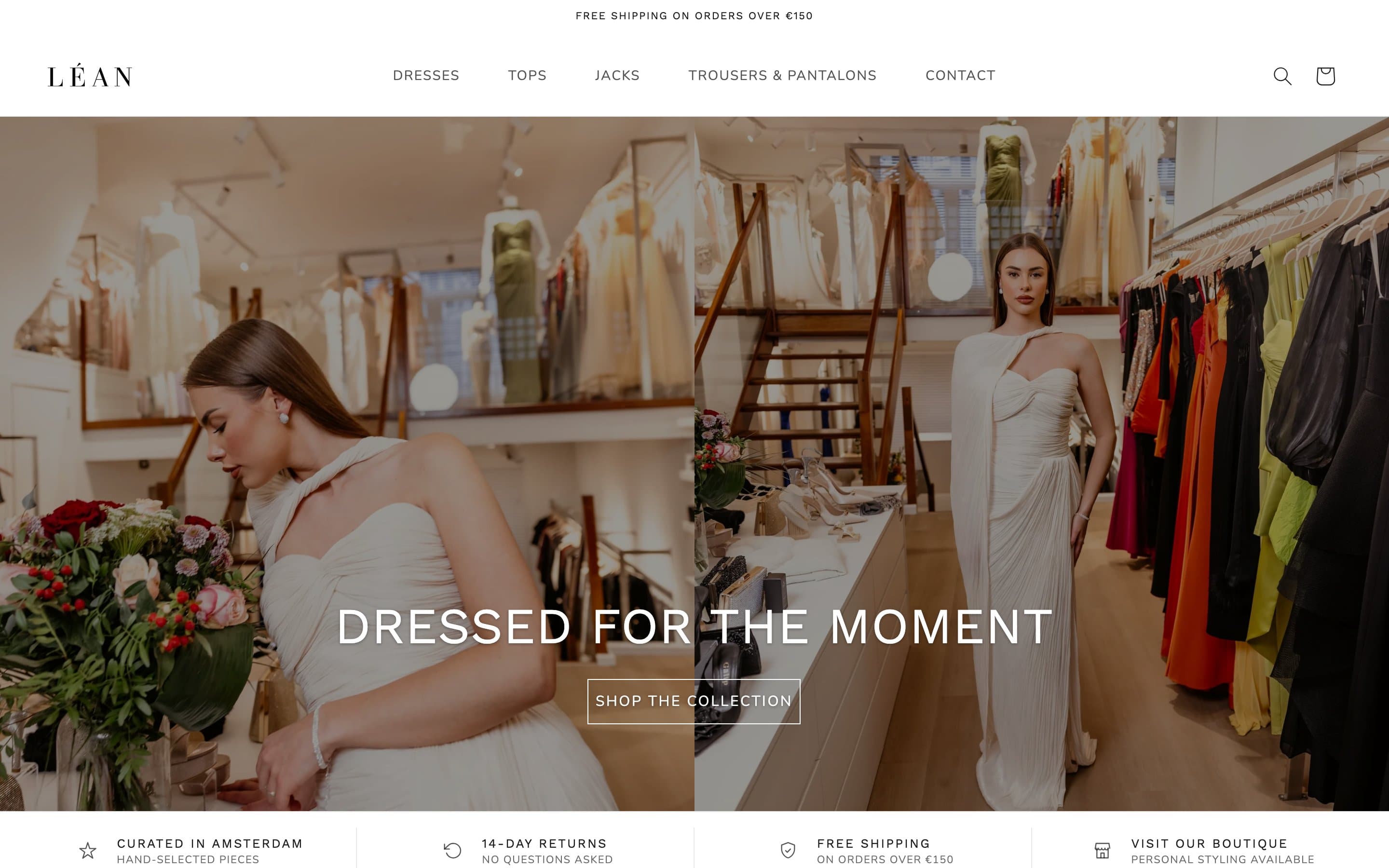 Léan Webshop desktop view